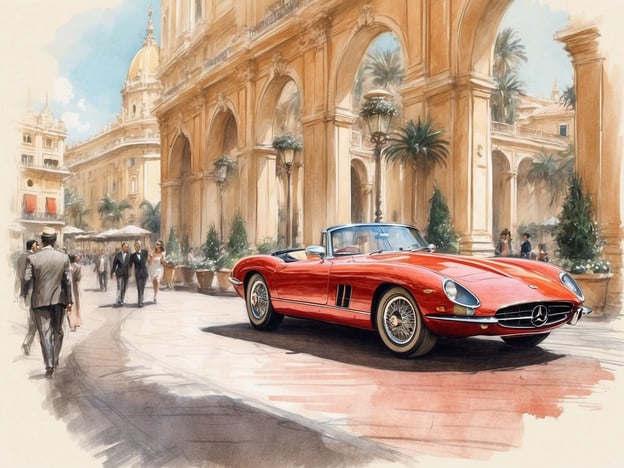 Auf dem Bild sieht man eine idyllische Straßenansicht in Monaco, die den Charme und Luxus des Fürstentums verkörpert. Im Vordergrund steht ein elegantes rotes Cabriolet, das für Stil und Reichtum symbolisiert. Umgeben von eleganten Gebäuden und Palmen ist der Ort festlich und lebhaft, mit Spaziergängern, die in stilvollen Outfits flanieren.

Die Atmosphäre ist geprägt von glamourösen Attraktionen wie dem Casino von Monte Carlo, das sich in der Nähe befindet, und den luxuriösen Geschäften, die Monaco zu einem beliebten Ziel für wohlhabende Reisende machen. Die Straßen sind gesäumt von Cafés, die das aufregende Leben im Freien und die exquisite Gastronomie der Region widerspiegeln. Monaco ist bekannt für sein aufregendes Nachtleben, erstklassige Veranstaltungen und die prächtigen Yachten im Hafen, die diesen Ort zu einem Synonym für Luxus und Eleganz machen.