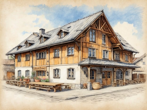 Auf dem Bild ist ein traditionelles, rustikales Gebäude zu sehen, das vermutet als Gasthaus oder Herberge dient. Es hat eine charakteristische Fachwerkarchitektur mit Obergeschossen aus Holz und einem Steinfuß. Die einladende Terrasse mit Bänken deutet darauf hin, dass es ein Ort der Geselligkeit ist.

In der Geschichte von St. Andreasberg, einem alten Erzgebirgenort, spielte das Gastgewerbe eine wichtige Rolle für die Bergleute und Reisenden, die in der Region unterwegs waren. Solche Häuser waren oft Treffpunkte für die Menschen, die Geschichten auszutauschen und die Erlebnisse des Bergbaus zu teilen. Möglicherweise wurde in einem ähnlichen Gasthaus der Zusammenhalt und die Gemeinschaft der Bergleute gefestigt, während sie nach einem langen Arbeitstag Ruhe suchten.