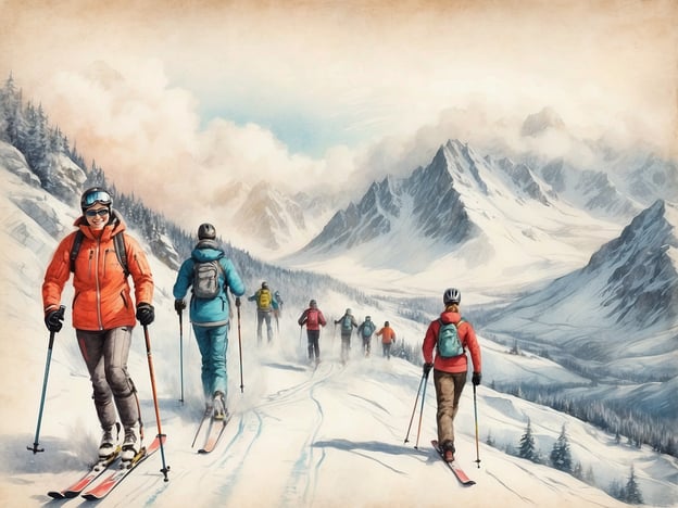 Auf dem Bild sind mehrere Personen zu sehen, die im Winter über eine verschneite Landschaft mit Skiern unterwegs sind. Dieses Bild spiegelt die Kultur des Wintersports in Norwegen wider, wo Skifahren nicht nur ein Sport, sondern auch eine traditionelle Freizeitaktivität ist. Norweger genießen die atemberaubenden Berglandschaften und die Möglichkeit, sich im Freien zu bewegen, besonders in den kalten Wintermonaten.

Die Norweger haben eine lange Tradition im Skifahren, die bis ins 19. Jahrhundert zurückreicht, und sind bekannt für ihre Fähigkeiten im Langlauf sowie im Alpinskifahren. Skireisen und -touren sind in Norwegen sehr populär, und viele Menschen nutzen die gut präparierten Pisten und Naturschneelandschaften, um ihre Leidenschaft für den Wintersport auszuleben. Die Gemeinschaft und das gemeinschaftliche Erlebnis beim Skifahren spielen dabei eine wichtige Rolle.