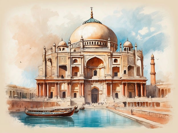 Auf dem Bild ist das berühmte Taj Mahal zu sehen, eine der bekanntesten Sehenswürdigkeiten Indiens und ein UNESCO-Weltkulturerbe. Es handelt sich um ein beeindruckendes Mausoleum, das im 17. Jahrhundert von Kaiser Shah Jahan erbaut wurde, um seiner verstorbenen Frau Mumtaz Mahal zu gedenken. 

Die Architektur zeichnet sich durch ihre monumentale Kuppel und filigrane Verzierungen aus, die sowohl islamische als auch indische Stilrichtungen reflektieren. Zudem sind der umgebende Garten und das Wasserbecken wichtige Elemente, die die Schönheit des Taj Mahal unterstreichen. Diese Stätte zieht Millionen von Touristen an und gilt als ein Symbol der Liebe und der Kunst.