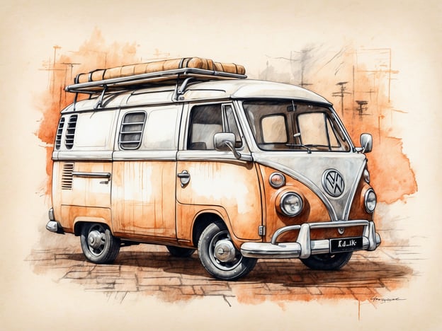 Auf dem Bild ist ein klassischer Volkswagen Bus zu sehen, der in einem nostalgischen Design gehalten ist. Dieser Bus verkörpert den Geist des Reisens und der Freiheit. In der kulinarischen Welt von Zorge könnte man sich vorstellen, wie sich in diesem Bus ein leckeres Picknick oder ein gemütliches Lagerfeuermahl anbahnt. Vielleicht duftet es nach frisch gebackenem Brot, begleitet von köstlichen Aufstrichen und einer Auswahl an regionalen Käsesorten. Solch ein Bild weckt die Vorfreude auf genießen und das Teilen von Speisen in der Natur, umgeben von malerischen Landschaften.