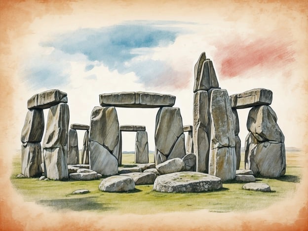 Auf dem Bild sind die mysteriösen Steinkreise von Stonehenge zu sehen. Stonehenge ist ein prähistorisches Monument in England, bekannt für seine aufrecht stehenden Steine, die in einem kreisförmigen Muster angeordnet sind. Diese beeindruckende Struktur hat Forscher und Besucher seit Jahrhunderten fasziniert und wird oft mit verschiedenen Theorien über ihre ursprüngliche Funktion, wie astronomische Beobachtungen oder rituelle Zwecke, in Verbindung gebracht. Der Himmel im Hintergrund verleiht dem Bild eine besondere Stimmung.