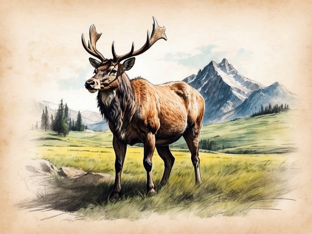 Auf dem Bild ist ein majestätischer Hirsch zu sehen, der in einer idyllischen, naturnahen Landschaft steht. Diese Szenerie erinnert an die Naturschätze von Lohmen, wo die wunderschöne sächsische Landschaft mit ihren Wäldern, Wiesen und Bergen eine Heimat für viele Wildtiere bietet. Der Hirsch verkörpert die Artenvielfalt und die natürliche Schönheit dieser Region, die von sanften Hügeln und malerischen Bergkulissen geprägt ist.