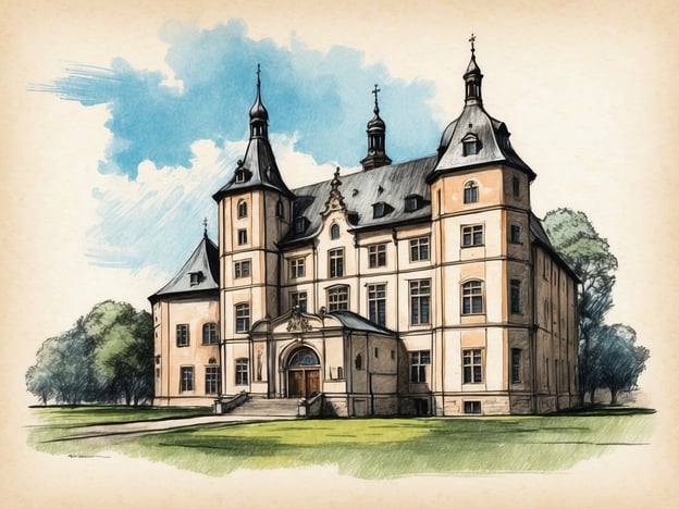 Auf dem Bild ist ein historisches Gebäude zu sehen, das an einen prächtigen Schlossbau erinnert. In Liebstadt gibt es einige Sehenswürdigkeiten, die ähnlich aussehen könnten, wie das Schloss Liebstadt. Das Schloss ist bekannt für seine barocke Architektur und seine schönen Gartenanlagen. Die üppige Landschaft und die markanten Türme des Gebäudes vermitteln einen Eindruck von historischer Pracht, die man auch in Liebstadt erleben kann.