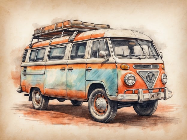 Auf dem Bild ist ein bunt lackierter Oldtimer-Bus zu sehen, der an eine Reise oder ein Abenteuer erinnert. Aktivitäten, die mit einem solchen Fahrzeug verbunden sein könnten, sind zum Beispiel:

1. **Camping**: Der Bus lädt dazu ein, an malerischen Orten zu campen und die Natur zu genießen.
2. **Roadtrip**: Eine spannende Reise durch verschiedene Landschaften mit Freunden oder der Familie.
3. **Picknick**: Ausflüge zu Parks oder Stränden, um dort ein gemütliches Picknick zu veranstalten.
4. **Surfen**: Reisen zu Küstenorten, wo man Surfen oder andere Wassersportarten ausprobieren kann.
5. **Musikfestivals**: Teilnahme an Festivals, wo man das Erlebnis mit Gleichgesinnten teilen kann.

Der Bus symbolisiert Freiheit und Abenteuerlust, was viele Möglichkeiten zur Unterhaltung und Erholung bietet.