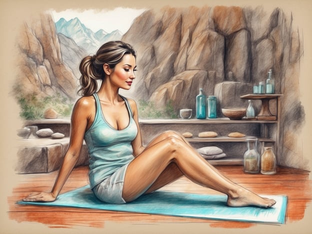 Auf dem Bild ist eine Frau zu sehen, die in einer entspannten Pose auf einer Yogamatte sitzt. Die Umgebung wirkt beruhigend und ist von natürlichen Elementen umgeben, was auf eine Wellness-Atmosphäre hinweist. Diese Art von Setting könnte perfekt für Freizeit- und Wellnessangebote sein, wie zum Beispiel:

1. **Yoga-Kurse**: Ideal für Gäste, die Stress abbauen und ihre Flexibilität verbessern möchten.
2. **Meditations-Sitzungen**: Angebote, die helfen, innere Ruhe und Achtsamkeit zu fördern.
3. **Wellness-Behandlungen**: Massagen oder Spa-Anwendungen, die zur Entspannung und Erholung beitragen.
4. **Gesunde Ernährung**: Workshops oder Angebote, die sich mit gesunder Ernährung und Kochkursen beschäftigen.

Insgesamt suggeriert das Bild eine einladende Atmosphäre für Gäste, die Erholung und Selbstfürsorge suchen.