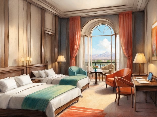 Auf dem Bild ist ein stilvolles Hotelzimmer zu sehen, das vermutlich eine elegante und komfortable Atmosphäre bietet. Das Zimmer verfügt über zwei Betten mit weißen Bettdecken und einer grünen Akzentfarbe. Zudem sind gemütliche Sitzmöbel, wie ein hellblauer Sessel und ein orangefarbener Stuhl, vorhanden. Große Fenster lassen viel Tageslicht herein und bieten einen schönen Ausblick.

Das NH Hotel in Brüssel ist bekannt für seine moderne Ausstattung, bequeme Zimmer und zentrale Lage. Es bietet sowohl für Geschäftsreisende als auch für Touristen eine ideale Unterkunft. Die Gäste können eine Vielfalt von Annehmlichkeiten erwarten, darunter kostenloses WLAN, Fitnesscenter und Konferenzräume. Zudem ist die Nähe zu interessanten Sehenswürdigkeiten in Brüssel ein großer Vorteil für die Besucher.