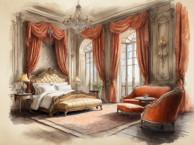 Auf dem Bild ist ein elegantes und geschmackvoll eingerichtetes Zimmer zu sehen. Es handelt sich um eine luxuriöse Umgebung mit einem prächtigen Bett, das mit opulenten Stoffen und einem kunstvoll gestalteten Kopfteil ausgestattet ist. Die Wände sind sanft in hellen Tönen gehalten, während die Fenster mit schweren, roten Vorhängen drapiert sind. Dazu gibt es stilvolle Möbel, darunter ein bequemes Sofa und einen Tisch. Der Raum vermittelt eine Atmosphäre von Raffinesse und Eleganz.

Das NH Hotels Collection Helsinki Grand Hansa ist bekannt für seine Kombination aus modernem Komfort und historischem Charme. Es bietet elegante Unterkünfte und eine zentrale Lage in Helsinki, ideal für sowohl Geschäftsreisende als auch Urlauber. Das Hotel legt großen Wert auf erstklassigen Service und eine angenehme Atmosphäre, die den Gästen einen unvergesslichen Aufenthalt ermöglicht.