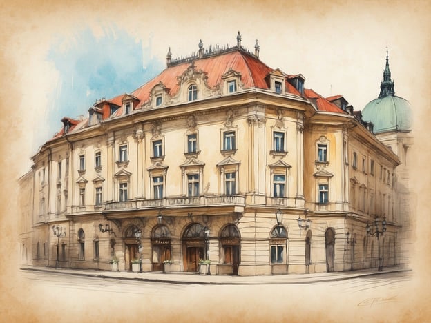 Auf dem Bild ist ein historisches Gebäude zu sehen, das die elegante Fassade eines Hotels zeigt, vermutlich das NH Collection Prague Carlo IV. Dieses Hotel befindet sich in einem ehemaligen Palast, der reich an Geschichte ist und architektonische Elemente aus verschiedenen Epochen aufweist. Ursprünglich im 14. Jahrhundert erbaut, verbindet es gotische und neoklassizistische Stilelemente. 

Das Hotel ist bekannt für seinen luxuriösen Service und bietet Gästen eine authentische Erfahrung inmitten der historischen Kulisse Prags. Die Lage in der Nähe wichtiger Sehenswürdigkeiten macht es zu einem beliebten Ziel für Reisende, die die Schönheit und Kultur der Stadt entdecken möchten.