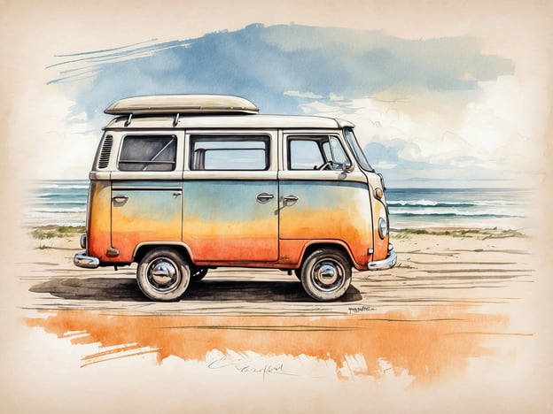 Auf dem Bild ist ein bunter VW-Bus zu sehen, der am Strand parkt, mit einer malerischen Küstenlandschaft im Hintergrund. Hier sind einige praktische Tipps für Ihren Urlaub auf Rügen:

1. **Erkunden Sie die Strände**: Rügen bietet viele wunderschöne Strände. Besuchen Sie den Hauptstrand von Binz oder den klaren Strand von Sellin.

2. **Besichtigen Sie die Kreidefelsen**: Ein Muss ist der Besuch der berühmten Kreidefelsen im Nationalpark Jasmund. Der Ausblick von der Aussichtsplattform ist beeindruckend.

3. **Fahrradfahren**: Rügen hat viele Radwege, die durch malerische Landschaften führen. Ein Fahrradausflug ist eine tolle Möglichkeit, die Insel zu erkunden.

4. **Lokale Küche probieren**: Kosten Sie frischen Fisch in einem der vielen Restaurants oder probieren Sie regionale Spezialitäten wie Rügener Wurst.

5. **Wanderungen unternehmen**: Genießen Sie die Natur beim Wandern. Es gibt zahlreiche Wanderwege, die durch Wälder und an der Küste entlang führen.

6. **Ausflüge zu Sehenswürdigkeiten**: Besuchen Sie das Kap Arkona oder die alte Seebrücke in Sellin für tolle Fotomöglichkeiten und schöne Ausblicke.

Viel Spaß bei Ihrem Urlaub auf Rügen!