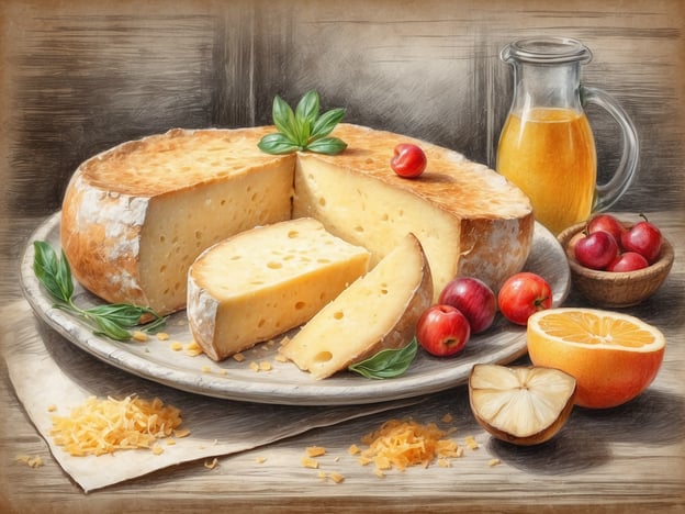 Auf dem Bild sind einige köstliche gastronomische Erlebnisse zu sehen, die typisch für Parma sind. Es zeigt einen großen Käselaib, der vielleicht Parmigiano Reggiano ist, der für seine hohe Qualität und seinen intensiven Geschmack bekannt ist. Der Käse ist in Stücke geschnitten und auf einem rustikalen Teller angerichtet, begleitet von frischen Äpfeln und Zitrusfrüchten, die die Aromen ergänzen. Neben dem Käse steht eine Flasche mit einer goldenen Flüssigkeit, die möglicherweise ein lokaler Fruchtsaft oder Likör ist, perfekt, um die Geschmackserlebnisse zu intensivieren. Solche Kombinationen bieten in Parma einzigartige gastronomische Erlebnisse, die sowohl die Tradition als auch die Frische der regionalen Produkte hervorheben.