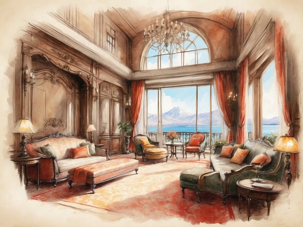 Auf dem Bild ist eine elegante und geräumige Lounge zu sehen, die eine luxuriöse Atmosphäre ausstrahlt. Die Einrichtung scheint opulent und klassisch zu sein, mit bequemen Sofas und stilvollen Möbeln. Große Fenster bieten einen wunderschönen Blick auf eine bergige Landschaft, die möglicherweise in der Nähe von San Luis Potosí liegt. 

Wenn du NH Hotels in San Luis Potosí besuchst, könntest du eine ähnliche Atmosphäre erleben, da sie für ihren Komfort und Stil bekannt sind. Die Hotels bieten oft großzügige und geschmackvoll eingerichtete Räumlichkeiten, die ideal für Entspannung oder geschäftliche Treffen sind.