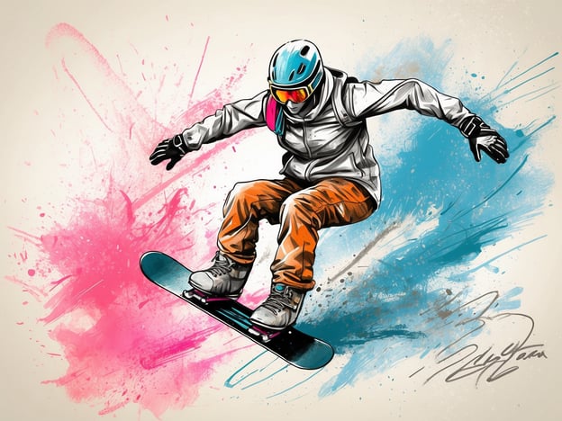 Auf dem Bild ist ein Snowboarder zu sehen, der in einer dynamischen Position auf seinem Snowboard fährt. Um steile Hänge mit fortgeschrittenen Techniken zu bewältigen, könnte man folgende Methoden anwenden:

1. **Carving**: Durch präzises Gewichtsverlagern und das Fahren auf den Kanten des Boards kann der Snowboarder enge, kontrollierte Kurven in steilem Gelände fahren.

2. **Schneepflug**: Diese Technik ist nützlich, um Geschwindigkeit zu reduzieren, indem das Board in V-Form positioniert wird, was Stabilität verleiht.

3. **All-Mountain-Fahrt**: Diese Technik kombiniert verschiedene Fahrstile, um auch im schwierigen Terrain effektiv zu navigieren, dabei ist es wichtig, die Balance zu halten und auf wechselnde Schneebedingungen zu reagieren.

4. **Sprünge und Tricks**: Für zusätzliche Kontrolle und Spaß kann man kleine Sprünge und Tricks in den Schwüngen einbauen, um die Beweglichkeit und Technik weiter zu verfeinern.

5. **Fallen in den freien Fall**: Fortgeschrittene Snowboarder können auch das Fahren in direkter Linie down the fall line üben, um Geschwindigkeit und Kontrolle zu maximieren.

Diese Techniken ermöglichen es, auch auf steilen Hängen sicher und effizient zu fahren.