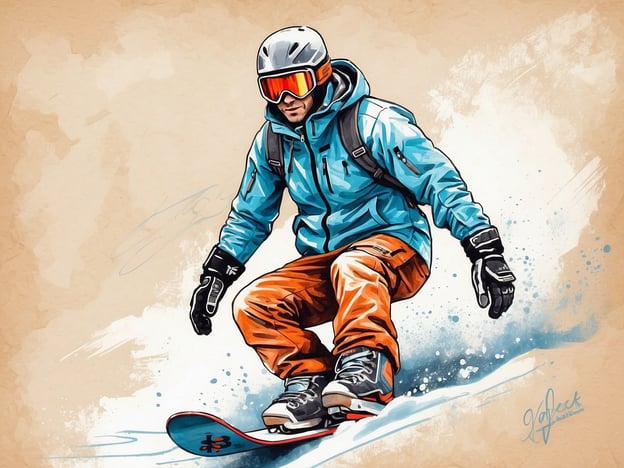 Auf dem Bild ist ein Snowboarder zu sehen, der in voller Ausrüstung abfährt. Er trägt einen blauen Skianzug, orangefarbene Hosen und eine schützende Helm-Maske mit Skibrille. Diese Ausrüstung ist typisch für das Snowboarding, und in Japan gibt es viele Orte, an denen man Snowboard-Ausrüstung mieten kann, wie in Niseko oder Hakuba. Hier können Besucher qualitativ hochwertige Ausrüstung ausleihen, um die fantastischen Pisten zu genießen. Die Kombination aus modernem Verleihservice und beeindruckenden Landschaften macht das Snowboarden in Japan zu einem unvergesslichen Erlebnis.