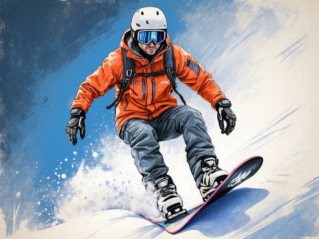 Auf dem Bild ist ein Snowboarder zu sehen, der in einem orangefarbenen Anzug eine Abfahrt macht. Diese Darstellung erinnert an die Geschichte des Snowboardings im Film, die oft mit aufregenden Abenteuern, innovativen Tricks und der Entwicklung des Sports verbunden ist. Filme wie "Step into Liquid" und "The Art of Flight" haben dazu beigetragen, das Snowboarding als Sport populär zu machen und seine Faszination einer breiten Öffentlichkeit näherzubringen. Snowboarder werden oft als Pioniere dargestellt, die neue Grenzen überschreiten und die Freiheit der Berge genießen.