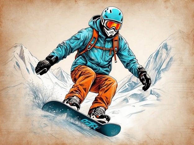 Auf dem Bild ist ein Snowboardfahrer zu sehen, der in einer Abfahrt steckt. Er trägt eine helle Jacke und eine Schutzbrille. Seine Haltung erinnert an den Freestyle-Stil, da er dynamisch und verletzungsmindernd snowboardet. Die dargestellte Szene könnte auch einem Powder-Riding-Stil entsprechen, da der Fahrer offensichtlich im Winterland unterwegs ist, möglicherweise durch frischen Schnee. Die Berge im Hintergrund verleihen dem Bild eine alpine Atmosphäre, die für das Snowboarden charakteristisch ist.