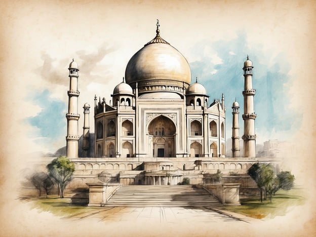 Auf dem Bild ist das Taj Mahal zu sehen, ein beeindruckendes Mausoleum in Agra, Indien. Es ist bekannt für seine aufwendige Architektur und wurde von Shah Jahan für seine verstorbene Frau Mumtaz Mahal erbaut. In der Nähe befinden sich Sehenswürdigkeiten wie die Agra-Festung und die Itimad-ud-Daulah, auch bekannt als das "Baby Taj". Diese Orte ergänzen das kulturelle Erbe und die Schönheit der Region.