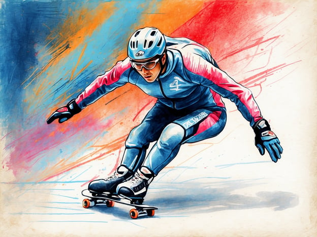 Auf dem Bild ist ein Sportler zu sehen, der in einer dynamischen Pose auf Rollskates unterwegs ist. Er trägt einen enganliegenden Anzug, Helm und Handschuhe, was auf eine intensive sportliche Aktivität hinweist. Diese Art von Training ist wichtig für die Vorbereitung auf Langlauf-Events, da Rollskating die Ausdauer, Technik und das Gleichgewicht trainiert. Athleten nutzen diese Methode oft, um sich auf die Anforderungen des Langlaufs im Winter vorzubereiten, insbesondere um Geschicklichkeit und Geschwindigkeit zu verbessern.