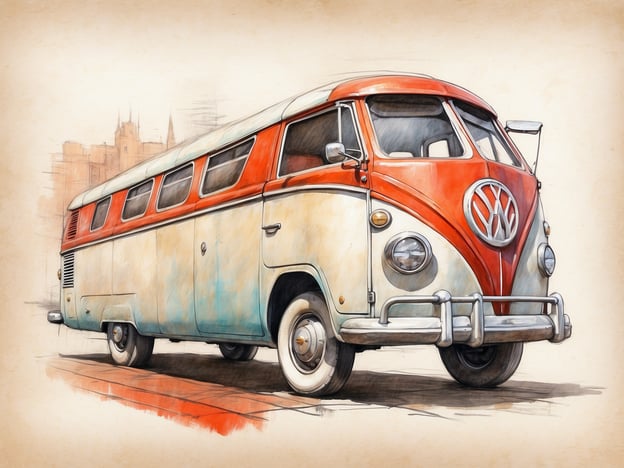 Auf dem Bild ist ein historischer Volkswagen-Bus zu sehen, der in einem künstlerischen Stil dargestellt ist. Er hat ein rot-weißes Design und wirkt nostalgisch.

Wenn du mehr über das Leonardo Hotel Nürnberg erfahren möchtest: Es ist ein modernes Hotel, das eine zentrale Lage in Nürnberg bietet. Die Unterkunft zeichnet sich durch komfortable Zimmer, ein Restaurant, Tagungsmöglichkeiten und eine angenehme Atmosphäre aus. Ideale Bedingungen für Geschäftsreisende und Touristen, die die Stadt erkunden möchten.