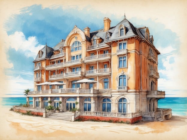 Auf dem Bild ist ein elegantes Hotelgebäude am Strand zu sehen, das an einen historischen Stil erinnert. Es hat mehrere Etagen, große Fenster und Balkone, die den Gästen einen Blick auf das Meer ermöglichen. Die Fassade ist in warmen Farben gehalten, was dem Gebäude eine einladende Atmosphäre verleiht.

Die Geschichte des Leonardo Beach Hotels könnte einen ähnlichen Charme widerspiegeln, wobei das Hotel für seinen einzigartigen Service und seine Lage geschätzt wird. Es könnte als bevorzugtes Reiseziel für Urlauber gelten, die einen entspannten Aufenthalt am Meer suchen, und könnte darüber hinaus eine reiche Geschichte an Erlebnissen und Erinnerungen beherbergen, die Gäste im Laufe der Jahre gemacht haben.