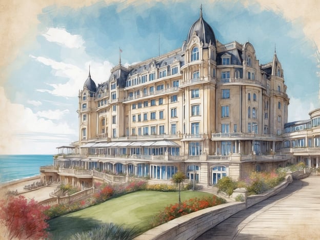 Auf dem Bild ist eine künstlerische Darstellung des Leonardo Royal Hotel Brighton Waterfront zu sehen. Das Gebäude hat eine beeindruckende Architektur mit markanten Türmchen und einer eleganten Fassade, die typisch für viktorianische Bauten ist. Es befindet sich an der Küste, mit Blick auf das Meer, und umgeben von einem gepflegten Garten.

Das Leonardo Royal Hotel Brighton Waterfront bietet Gästen erstklassige Dienstleistungen und Annehmlichkeiten, darunter komfortable Zimmer, Veranstaltungsräume und ein Restaurant mit Blick auf den Strand. Die Lage des Hotels ist ideal für Besucher, die die Küstenatmosphäre von Brighton genießen und gleichzeitig in der Nähe von Attraktionen wie dem Pier und dem Stadtzentrum sein möchten.