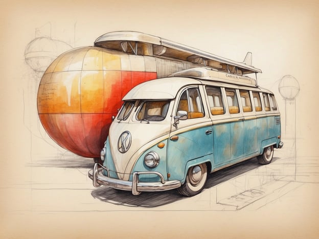 Auf dem Bild ist ein nostalgischer Oldtimer-Bus zu sehen, der im typischen Volkswagen-Stil gehalten ist. Der Bus hat eine türkisfarbene Lackierung und eine klassische Form, die an die 1960er Jahre erinnert. Hinter dem Bus steht eine große, ovale Struktur mit lebendigen Farben, die einem futuristischen Design ähnelt.

In der Geschichte des Leonardo Hotels spiegelt sich der Wandel von traditioneller Gastfreundschaft hin zu modernen Konzepten wider. So könnte man sich vorstellen, dass solch ein Oldtimer-Bus einst Gäste zu einem der ersten Leonardo Hotels transportiert hat, während die futuristische Struktur im Hintergrund für den innovativen Geist der aktuellen Hotelkette steht. Leonardo Hotels sind bekannt dafür, Tradition mit modernem Design und Komfort zu verbinden, was perfekt zu den Elementen des Bildes passt.