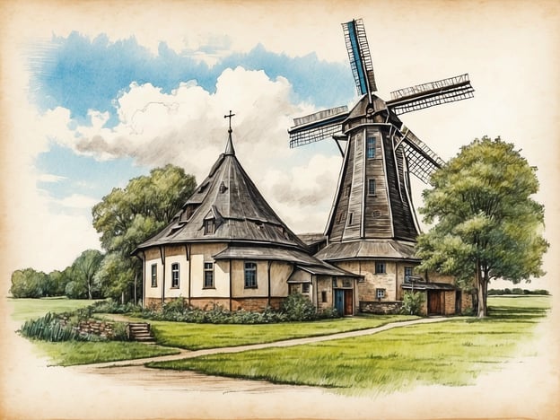 Auf dem Bild ist eine Mühle zu sehen, die an die traditionsreiche Architektur in Morsum erinnert. Morsum, Teil von Sylt, ist bekannt für die schöne Landschaft und historische Gebäude. Die Mühle könnte ein Beispiel für die typisch friesische Bauweise sein, die in der Region verbreitet ist. Ein weiteres Highlight in Morsum ist die Kirche, die ebenfalls einen Besuch wert ist. Die ländliche Umgebung und die malerische Natur machen Morsum zu einem charmanten Ort.