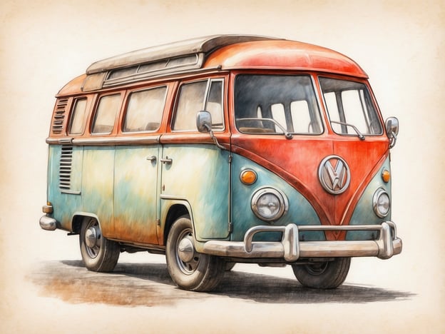 Auf dem Bild ist ein vintage Volkswagen Bus zu sehen. Dieser hat einen rustikalen Look mit einer zweifarbigen Lackierung in Türkis und Rot. Die Fenster sind groß und bieten einen weiten Blick. 

Der Bus hat eine klassische Form, die an Reisen und Abenteuer erinnert. Innen könnte der Bus typischerweise mit Sitzen, einem kleinen Tisch und möglicherweise einer Kochgelegenheit ausgestattet sein, um als mobiles Wohn- oder Reisezimmer zu dienen. Solche Fahrzeuge werden oft auch für Campingausflüge genutzt und bieten Raum für eine gemütliche Ausstattung.