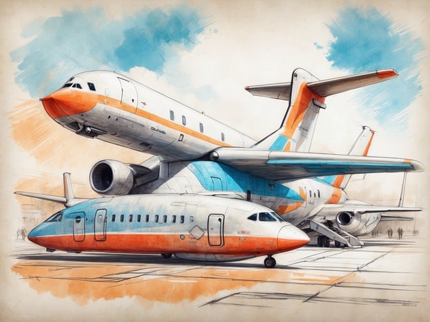 Auf dem Bild ist eine künstlerische Darstellung von mehreren Flugzeugen zu sehen, die übereinander gestapelt sind. Die Maschinen sind in kräftigen Farben wie Orange und Blau gestaltet, was einen auffälligen visuellen Effekt erzeugt. 

Leider kann ich keine Informationen über das Studio M Hotel bereitstellen, da ich nicht genau weiß, worauf du anspielst. Wenn du spezifische Informationen über das Hotel benötigst, kann ich dir gerne allgemeine Fragen zu Hotels oder deren Annehmlichkeiten beantworten.