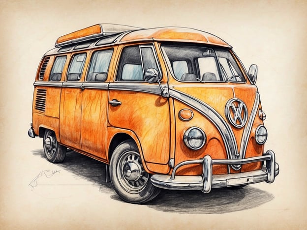 Auf dem Bild ist ein orangefarbener Volkswagen Bus zu sehen. Diese Art von Fahrzeugen ist oft mit Freiheit und Abenteuer verbunden und könnte in einem kreativen Projekt zur Revitalisierung des Gängeviertels symbolisch genutzt werden, um die Verbindung von historischem Erbe und modernem Lebensstil zu verdeutlichen. Der Bus könnte auch als Transportmittel für Gemeinschaftsveranstaltungen oder kreative Workshops in diesem revitalisierten Stadtbereich dienen.