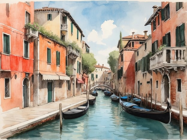 Auf dem Bild ist eine malerische venezianische Szene zu sehen, die die engen Kanäle und farbenfrohen Gebäude des charmanten Viertels Dorsoduro einfängt. Die Architektur mit ihren warmen Farbtönen und den klassischen venezianischen Elementen verleiht der Umgebung einen besonderen Charme. Außerdem könnte man in der Nähe die Peggy Guggenheim Collection entdecken, die eine beeindruckende Sammlung moderner Kunst beherbergt. Diese Kombination macht Dorsoduro zu einem einzigartigen Ort zum Flanieren und Entdecken.