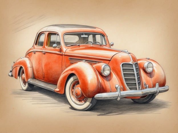 Auf dem Bild ist ein klassisches Auto zu sehen, das in einer orangefarbenen Farbe dargestellt ist. Die Karosserie hat geschwungene Linien und nostalgische Details, die auf eine frühere Epoche hinweisen. Es erinnert an die Designs aus der Mitte des 20. Jahrhunderts.

Wenn Sie nach dem perfekten Ferienhaus suchen, könnte ein Ort in der Nähe einer malerischen Straße oder eines Klassikertreffens eine tolle Ergänzung zu Ihrem Urlaub sein. Stellen Sie sich vor, Sie parken ein solches Auto vor Ihrem Ferienhaus und genießen die Atmosphäre einer entspannten Auszeit.