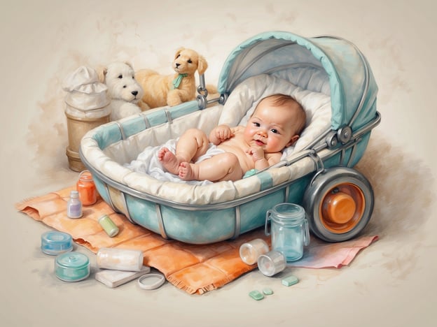 Auf dem Bild ist ein Baby zu sehen, das in einem stilvollen Kinderwagen liegt. Um den Wagen herum sind verschiedene Behälter, die vermutlich Medikamente oder Pflegeprodukte enthalten. Außerdem sind zwei süße Hunde in der Nähe.

Eine Reiseapotheke für Babys ist wichtig, weil sie auf unerwartete gesundheitliche Probleme vorbereitet. Babys sind anfälliger für Krankheiten, und eine Reiseapotheke kann helfen, schnell bei kleineren Beschwerden wie Fieber, Schmerzen oder Verdauungsproblemen zu reagieren. Zudem sorgt sie dafür, dass die Eltern beruhigt reisen können, da sie die wichtigsten Utensilien jederzeit griffbereit haben.