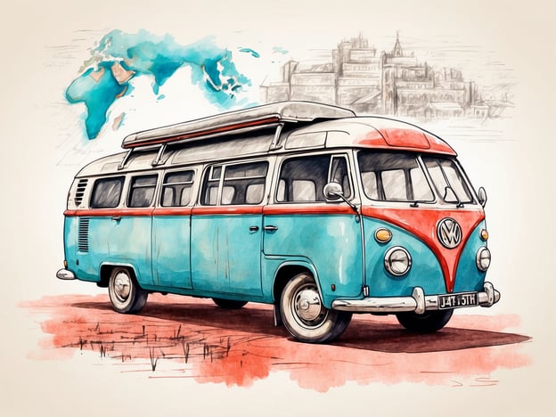 Auf dem Bild ist ein nostalgischer VW-Bus abgebildet, der oft mit Reisen und Abenteuer assoziiert wird. Dieser klassische Bus eignet sich ideal für nachhaltige Reisen, da man mit ihm flexibel und umweltbewusst unterwegs sein kann. 

Einige nachhaltige Reiseziele, die man mit einem solchen Fahrzeug erkunden könnte, sind:

1. **Nationalparks** – Viele Nationalparks bieten Campingmöglichkeiten, die auf Nachhaltigkeit ausgelegt sind.
2. **Küstenregionen** – Entlang malerischer Küsten kann man nicht nur die Natur genießen, sondern auch umweltfreundliche Unterkünfte finden.
3. **Öko-Dörfer** – Manche Regionen verfügen über Ökodörfer, die sich auf nachhaltigen Tourismus spezialisiert haben und authentische Erlebnisse bieten.

Für Unterkünfte wären beispielsweise Campingplätze mit nachhaltigen Praktiken oder umweltfreundliche Hotels in der Nähe von Naturreservaten empfehlenswert. Solche Optionen fördern nicht nur den Erhalt der Natur, sondern auch eine bewusste Reiseerfahrung.