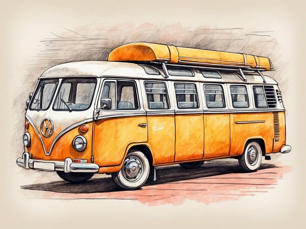 Auf dem Bild ist ein nostalgischer, gelb-weißer VW-Bus zu sehen. Diese Art von Fahrzeugen wird oft für Roadtrips und Camping-Ausflüge verwendet. Für nachhaltige Reisemöglichkeiten vor Ort könnte man stattdessen überlegen, öffentliche Verkehrsmittel wie Busse und Bahnen zu nutzen, um den CO2-Ausstoß zu reduzieren. Auch E-Bikes oder Carsharing-Programme mit umweltfreundlichen Fahrzeugen sind gute Alternativen, um die Umwelt zu schonen und gleichzeitig die Umgebung zu erkunden.