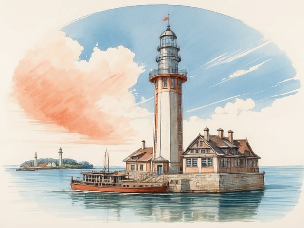 Auf dem Bild ist ein Leuchtturm zu sehen, der an die Küste von Kühlungsborn erinnern könnte. In Kühlungsborn gibt es den Leuchtturm von Kühlungsborn, der ein beliebtes Fotomotiv für Besucher ist. Die Hafenanlage und die vielfältigen Schiffe, die dort anlegen, sind ebenfalls charakteristisch für die Stadt. Außerdem könnte die gemalte Atmosphäre an die maritime Umgebung und das Strandflair von Kühlungsborn erinnern.