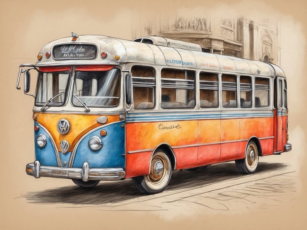 Auf dem Bild ist ein farbenfroher, nostalgischer Bus zu sehen, vermutlich ein Volkswagen-Bus aus einer früheren Zeit. Er hat eine charakteristische Form und die Farben Blau, Orange und Weiß. Solche Busse sind oft Teil von organisierten Busreisen, die eine Vielzahl von Erlebnissen bieten, sei es für Stadtbesichtigungen, landschaftliche Touren oder spezielle Events.

Das Programm von Busreisen kann abwechslungsreich sein und Möglichkeiten bieten, verschiedene Sehenswürdigkeiten zu erkunden, lokale Kultur zu erleben oder auch kurze Ausflüge zu beliebten Reisezielen zu unternehmen. Solche Reisen sind ideal für Gruppen und bieten oft eine bequeme Möglichkeit, neue Orte zu entdecken, ohne sich um Verkehr oder Unterkünfte kümmern zu müssen.