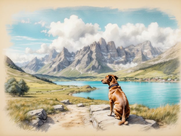 Auf dem Bild ist ein Hund zu sehen, der an einem malerischen See sitzt, umgeben von Bergen und einer schönen Landschaft. Dies erinnert an einige der besten Reiseziele für einen Urlaub mit Hund, wie:

1. **Die Alpen**: Perfekt für Wanderungen mit deinem Hund in einer atemberaubenden Bergkulisse und vielen hundefreundlichen Unterkünften.
2. **Nordsee- oder Ostseeküste**: Ideale Strandurlaube, wo Hunde am Wasser spielen können und viele Strände hundefreundlich sind.
3. **Schwarzwald**: Ein tolles Gebiet mit vielen Wanderwegen und einer beeindruckenden Natur, perfekt für Hundebesitzer.
4. **Bayerischer Wald**: Hier gibt es weite Wälder und zahlreiche Wanderwege, die für Hunde bestens geeignet sind.
5. **Usedom**: Eine schöne Ostseeinsel mit langen Stränden und vielfältigen Freizeitmöglichkeiten für Vierbeiner.

Diese Orte bieten viele Möglichkeiten für Aktivitäten und entspannte Tage mit deinem Hund!