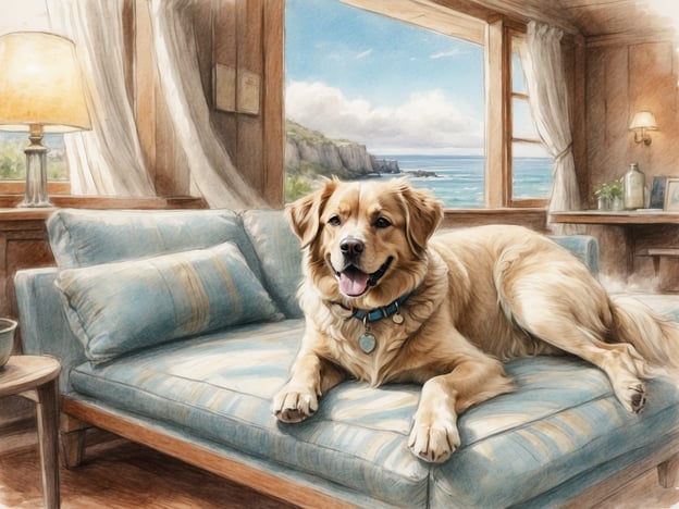 Auf dem Bild ist ein Hund zu sehen, der entspannt auf einem Sofa liegt und die Aussicht durch ein Fenster genießt. Für einen Urlaub mit Hund in Kroatien gibt es viele wunderschöne Reiseziele:

1. **Istrien**: Diese Halbinsel bietet zahlreiche hundefreundliche Strände und Wanderwege durch malerische Dörfer.
2. **Dalmatien**: Besondere Orte wie Zadar und Split haben hundefreundliche Unterkünfte und schöne Küstenwanderungen.
3. **Insel Krk**: Diese Insel ist bekannt für ihre hundefreundlichen Strände und ausgezeichnete Möglichkeiten für längere Spaziergänge.
4. **Nationalpark Plitvicer Seen**: Auch wenn Hunde nicht in alle Bereiche des Parks dürfen, gibt es Wanderwege in der Umgebung, die sich ideal für Hundebesitzer eignen.
5. **Rab**: Berühmt für seine hundefreundlichen Strände und schattigen Wanderwege.

Egal, wo man hingeht, Kroatien bietet viele Möglichkeiten für einen unvergesslichen Urlaub mit dem vierbeinigen Freund!