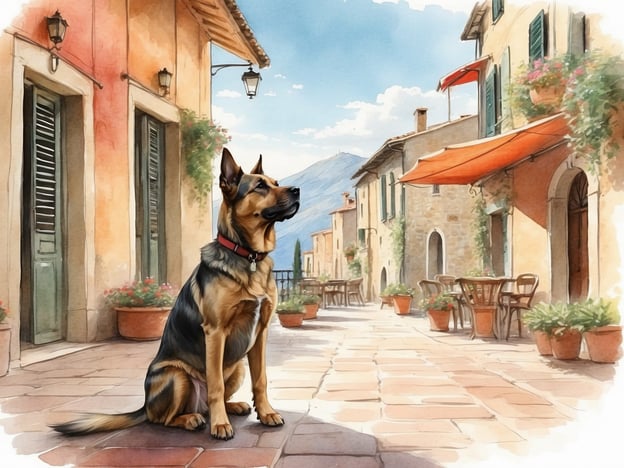 Auf dem Bild ist ein Hund zu sehen, der in einer malerischen, italienischen Straße sitzt. Diese Szenerie erinnert an charmante Orte in Italien, die sich gut für Hunde-Urlaube eignen. 

Einige der besten Urlaubsziele in Italien für Hunde sind:

1. **Toskana** – Weite Landschaften und hundefreundliche Unterkünfte.
2. **Sardinien** – Schöne Strände, die oft auch für Hunde zugänglich sind.
3. **Cinque Terre** – Malerische Dörfer mit zahlreichen Wanderwegen.
4. **Fermo** – Eine ruhige Stadt mit hundefreundlichen Cafés und Parks.
5. **Amalfi-Küste** – Atemberaubende Ausblicke und hundefreundliche Strände.

Diese Orte bieten eine perfekte Kombination aus Natur, Erholung und hundefreundlicher Gastfreundschaft.