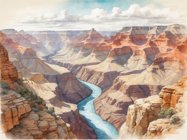 Auf dem Bild ist eine beeindruckende Schlucht zu sehen, die an den Grand Canyon erinnert. Die majestätischen Felsformationen und die tiefen Täler bieten eine atemberaubende Aussicht. Der Fluss, der durch die Schlucht fließt, trägt zur spektakulären Landschaft bei und lädt dazu ein, die Schönheit der Natur zu bewundern.