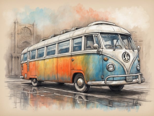 Auf dem Bild ist ein bunt gestalteter Kleinbus zu sehen, der den typischen retro Stil eines VW-Busses verkörpert. Eine Ausfallversicherung kann in solchen Fällen wichtige Aspekte abdecken, wie zum Beispiel:

1. **Kosten für Reparaturen**: Wenn der Bus aufgrund technischer Probleme nicht fahrtüchtig ist, können die Reparaturkosten gedeckt werden.
2. **Ersatzfahrzeug**: Im Falle eines Ausfalls kann die Versicherung die Kosten für ein Mietfahrzeug übernehmen, damit der Fahrer weiterhin mobil bleibt.
3. **Pannenhilfe**: Unterstützung bei Pannen, die den Bus fahruntüchtig machen, wird ebenfalls abgedeckt.
4. **Schadenersatz**: Schäden, die durch den Ausfall des Fahrzeugs entstehen, können ebenfalls in die Versicherungspolice einfließen.

Solche Versicherungen helfen, finanzielle Risiken zu minimieren, die im Zusammenhang mit dem Betrieb eines Fahrzeugs stehen.