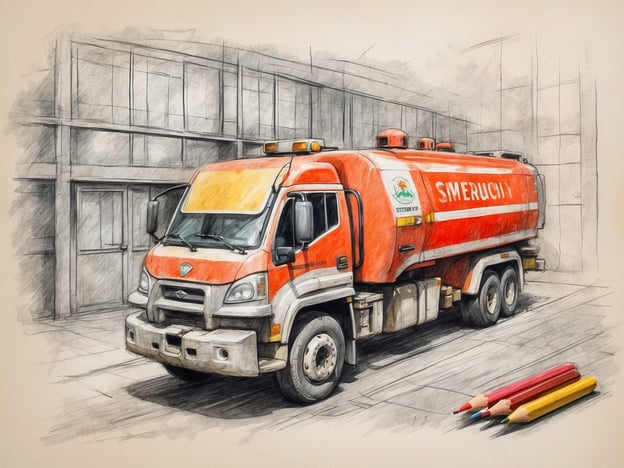 Auf dem Bild ist ein orangefarbener Tankwagen zu sehen. Solche Fahrzeuge sind oft in der Notfallhilfe und Sicherheitstechnik wichtig. Sie können beispielsweise zur Wasser- oder Chemikalienversorgung in Krisensituationen eingesetzt werden. In Bezug auf Sicherheit und Notfallvorbereitung ist es entscheidend, dass solche Fahrzeuge gut gewartet und bereit sind, um im Ernstfall schnell reagieren zu können.