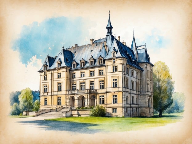 Auf dem Bild ist ein beeindruckendes Schloss zu sehen, das an die Geschichte von Schloss Blutenburg erinnert. Schloss Blutenburg, gelegen im Westen Münchens, wurde im 15. Jahrhundert erbaut und diente ursprünglich als Jagdschloss. Es ist von einem wunderschönen Park umgeben und zeichnet sich durch seine markante Architektur im Stil der Renaissance aus. 

Das Schloss ist nicht nur für seine Baukunst bekannt, sondern auch für seine kulturelle Bedeutung, da es eine bedeutende Rolle in der bayerischen Geschichte spielt. Heute beherbergt es die Internationale Jugendbibliothek und zieht viele Besucher an, die die historische Atmosphäre und die malerische Umgebung genießen möchten.