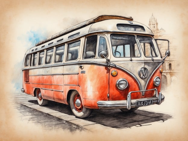 Auf dem Bild ist ein klassischer, rot-weißer Volkswagen-Bus zu sehen, der nostalgische Erinnerungen weckt. Für eine erlebnisreiche Tour durch Halle könnte so ein Bus perfekt dienen, um die Stadt auf ungewöhnliche und charmante Weise zu erkunden. Die Touren bieten die Möglichkeit, die schönsten Sehenswürdigkeiten und versteckten Ecken der Stadt zu entdecken, während man im gemütlichen Ambiente eines Oldtimers reist.