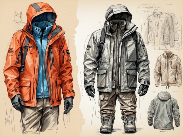 Auf dem Bild sind zwei Outdoor-Jacken abgebildet, die für das Wandern geeignet sind. Links sieht man eine auffällige orangene Jacke, während die andere Jacke in einem neutralen Farbton gehalten ist. Beide Modelle scheinen funktional zu sein und könnten zusätzlich mit passenden Hosen und Schuhen kombiniert werden.

Hier sind Tipps für die perfekte Wanderausrüstung:

1. **Atmungsaktive Jacken**: Achte auf Materialien, die sowohl wind- als auch wasserdicht sind. Eine gute Jacke hält dich trocken und schützt vor Kälte.

2. **Schichtenprinzip**: Trage mehrere Schichten, um Temperatur- und Wetterwechsel besser zu bewältigen. Eine Basisschicht zum Wärme- und Feuchtigkeitsmanagement, eine isolierende Schicht und eine äußere Schicht zum Schutz sind ideal.

3. **Feste Wanderschuhe**: Investiere in robuste, gut sitzende Wanderschuhe, die ausreichend Halt und Unterstützung bieten.

4. **Rucksack mit ausreichendem Volumen**: Ein bequemer Rucksack hilft, alles Notwendige für den Tag zu transportieren und sollte gut gegen den Körper sitzen.

5. **Handschuhe und Mütze**: Bei kühleren Temperaturen sind diese Accessoires wichtig für den Komfort und den Schutz vor Kälte.

Mit der richtigen Ausrüstung bist du bestens für dein nächstes Abenteuer gerüstet!