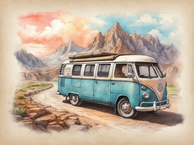 Auf dem Bild ist ein klassischer VW-Bus zu sehen, der auf einer kurvenreichen Straße in einer reizvollen Gebirgslandschaft steht. Die Umgebung ist geprägt von majestätischen Bergen und einem farbenfrohen Himmel, der die Atmosphäre eines Abenteuers vermittelt.

Für spannende Reiserouten könnten Sie beispielsweise die Route 66 in den USA in Betracht ziehen, die von Chicago nach Santa Monica führt und zahlreiche spannende Stopps wie historische Stätten und beeindruckende Landschaften bietet. Eine weitere faszinierende Route ist der Nordkapp in Norwegen, wo Sie dramatische Küsten und unberührte Natur erleben können. Auch die Panamericana von Alaska bis nach Feuerland ist ein spektakuläres Abenteuer für Freiheitssuchende. 

Solche Reisen bieten nicht nur atemberaubende Ausblicke, sondern auch die Möglichkeit, die Kultur und die Menschen unterwegs kennenzulernen!