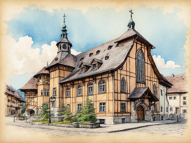 Auf dem Bild ist ein historisches Gebäude zu sehen, das an die Geschichte von St. Georgen erinnert. Die architektonischen Merkmale deuten auf eine deutschlandtypische Bauweise hin, möglicherweise ein altes Rathaus oder eine Kirche. Das Fachwerk und die kunstvollen Details spiegeln die Traditionen und die Geschichte der Region wider. Einrichtungen wie diese sind oft eng mit lokalen Legenden verbunden, in denen St. Georg, bekannt für seine tapferen Taten, eine zentrale Rolle spielt. In vielen Städten wird St. Georg als Schutzpatron verehrt, was sich in der Architektur und der Kultur widerspiegelt.