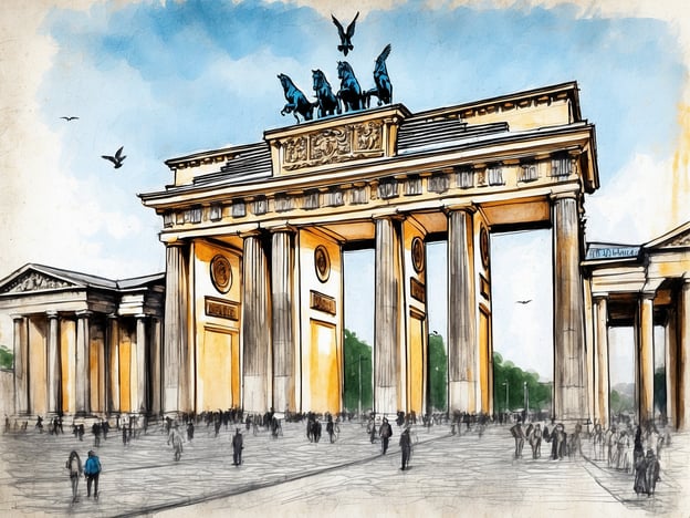 Auf dem Bild ist das Brandenburger Tor in Berlin zu sehen, eines der bekanntesten Wahrzeichen Deutschlands. Es ist ein beliebtes Reiseziel und symbolisiert die Stadt Berlin. Weitere Top-Reiseziele in Deutschland sind:

1. **München** – Bekannt für das Oktoberfest und die schöne Altstadt.
2. **Hamburg** – Berühmt für den Hafen und die beeindruckende Speicherstadt. 

Diese Orte bieten eine Vielzahl von kulturellen und historischen Erlebnissen.