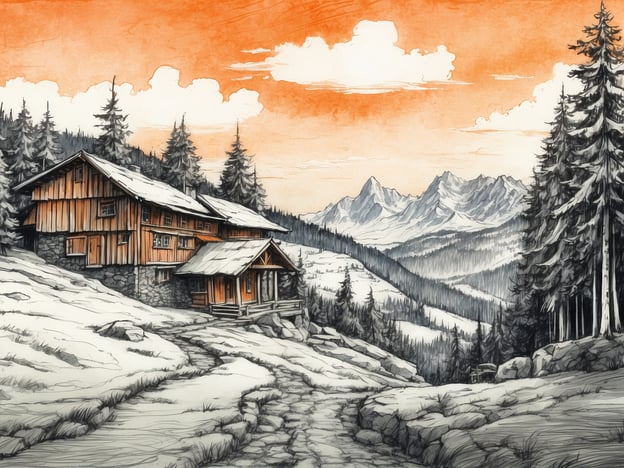 Auf dem Bild ist eine malerische Berglandschaft zu sehen, mit einer rustikalen Hütte, umgeben von schneebedeckten Tannen und imposanten Bergen im Hintergrund. Die Szenarie lädt zu verschiedenen Wellness-Anwendungen ein, die das Wohlbefinden fördern können.

Hier sind einige Vorschläge:

1. **Wanderungen in der Natur**: Die Umgebung eignet sich ideal für geführte Wanderungen, die nicht nur die körperliche Fitness verbessern, sondern auch Stress abbauen helfen.

2. **Aromatherapie im Freien**: Nutzen Sie die frische Bergluft und kombinieren Sie dies mit ätherischen Ölen, die entsprechend der Jahreszeit ausgewählt werden, um das Wohlbefinden zu steigern.

3. **Yoga-Sessions**: Eine Yoga-Session auf einer Veranda mit Blick auf die Natur kann Körper und Geist harmonisieren und für innere Ruhe sorgen.

4. **Meditation**: Die ruhige Umgebung ermöglicht es, sich zurückzuziehen und in die Meditation einzutauchen, um die Gedanken zu klären.

5. **Saunagänge**: Eine traditionelle Holzsauna könnte eine perfekte Ergänzung sein, um nach Aktivitäten zu entspannen und die Muskulatur zu regenerieren.

Diese Anwendungen könnten das Szenario noch harmonischer gestalten und das Wohlbefinden fördern.